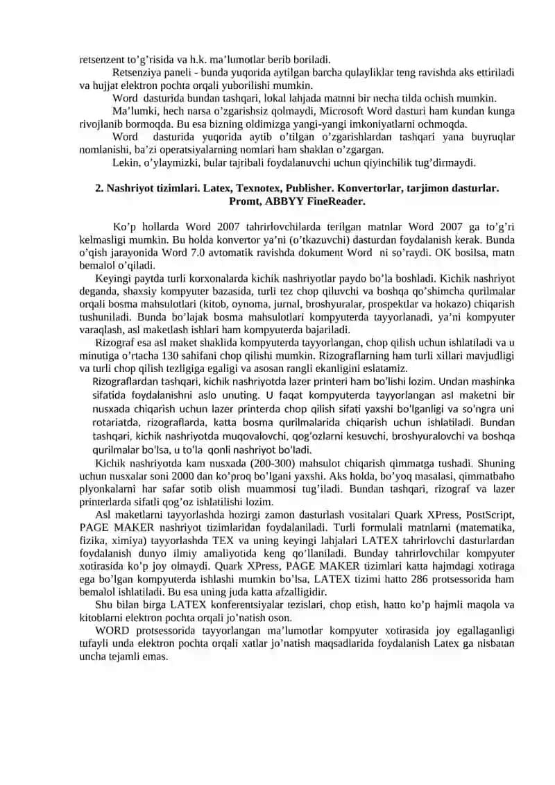 Elektron xujjatlarga amaliy dasturlar yordamida ishlov berish texnologiyalari 2