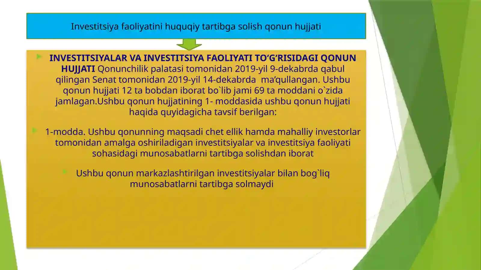 Investitsiya faoliyatini huquqiy tartibga solish 2