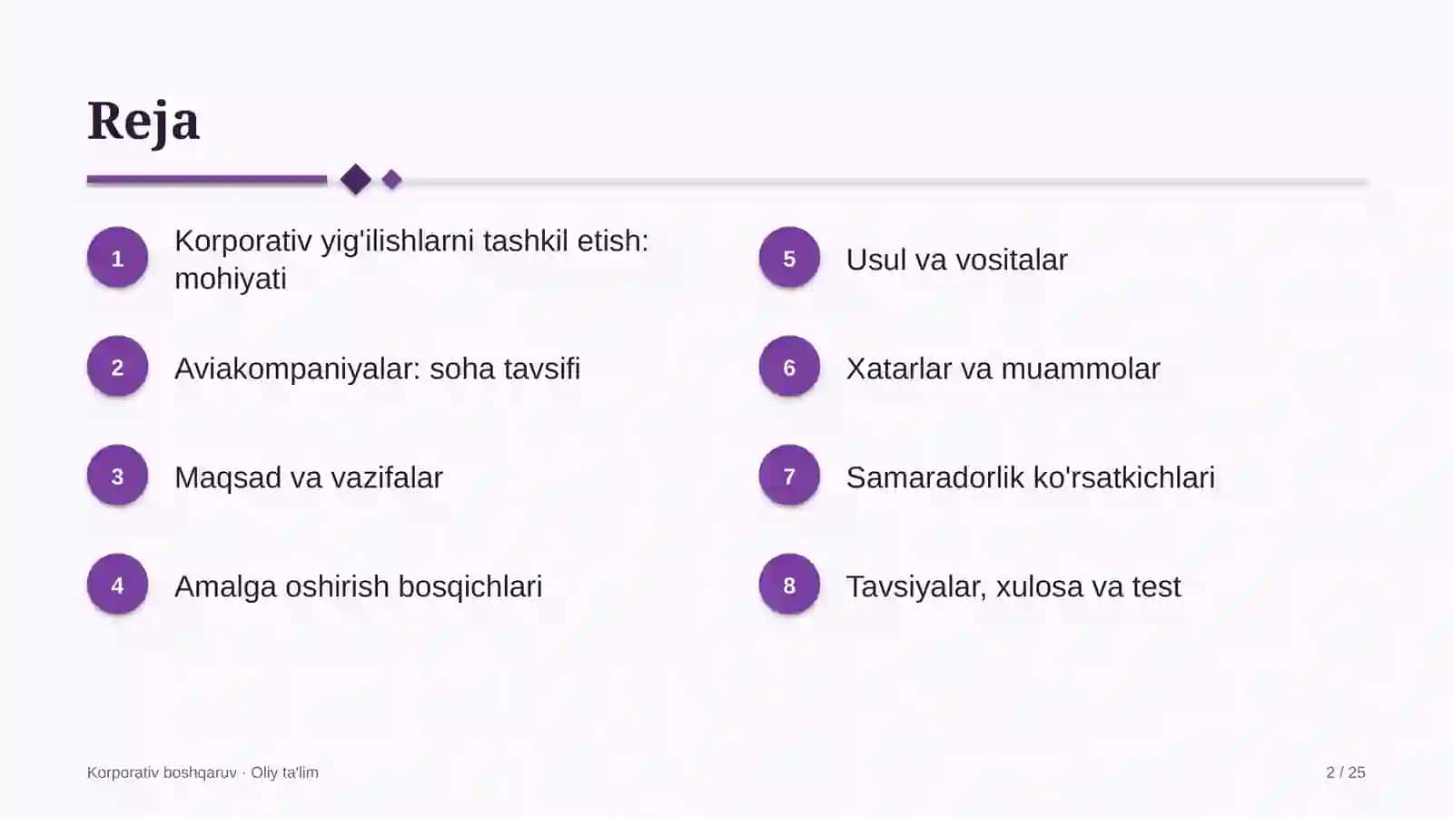 Korporativ boshqaruv · Oliy ta'lim 2