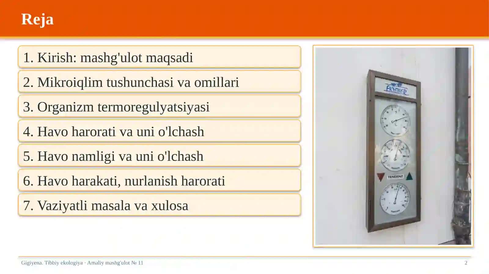 Gigiyena. Tibbiy ekologiya · Amaliy mashg'ulot № 11 2