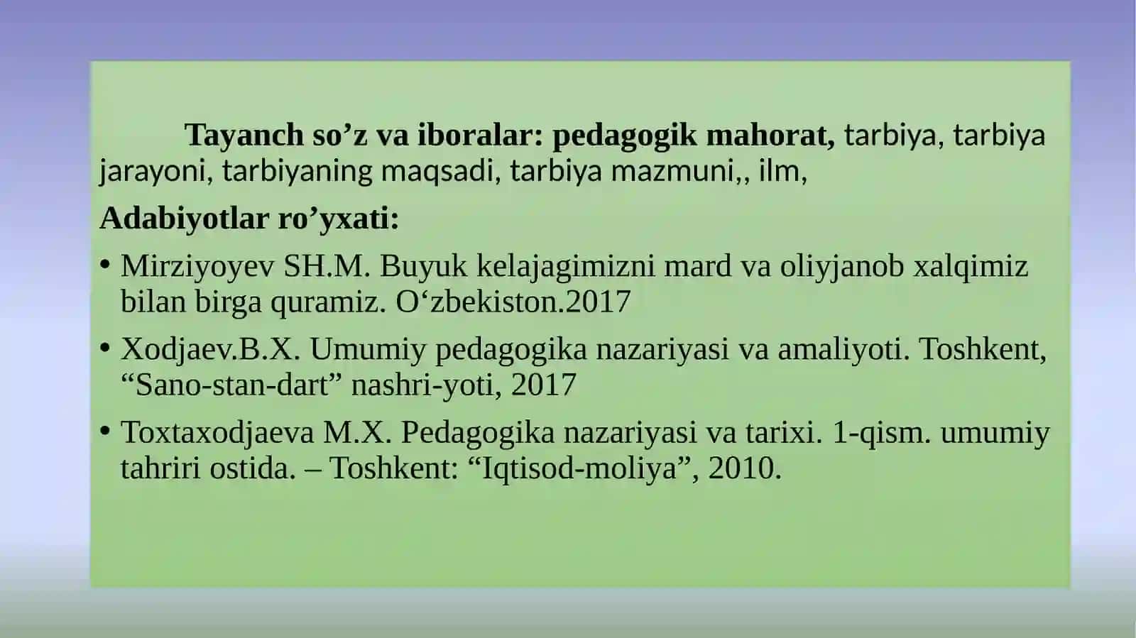 PEDAGOGIK TEXNIKA HAQIDA TUSHUNCHA. PEDAGOGIK TEXNIKANI SHAKLLANTIRISH METODIKASI 2