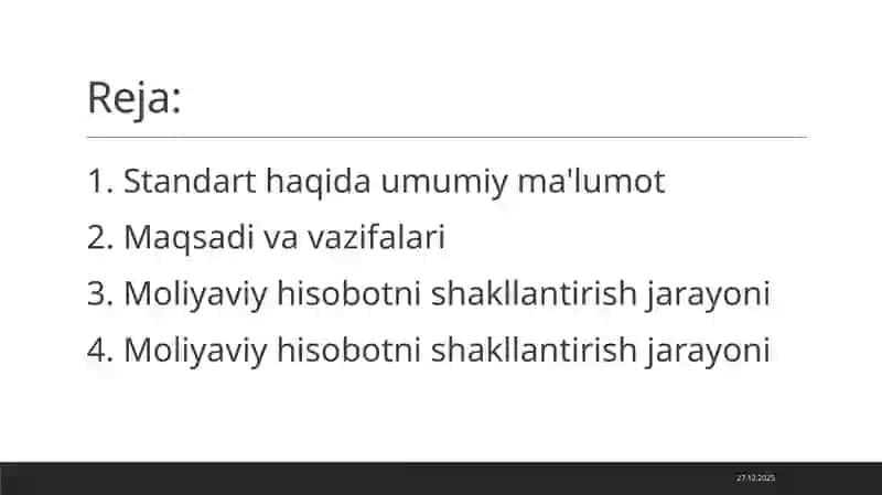 23-sonli Buxgalteriya Hisobi Milliy Standarti "Qayta tashkil etishni amalga oshirishda moliyaviy hisobni shakllantirish" 2