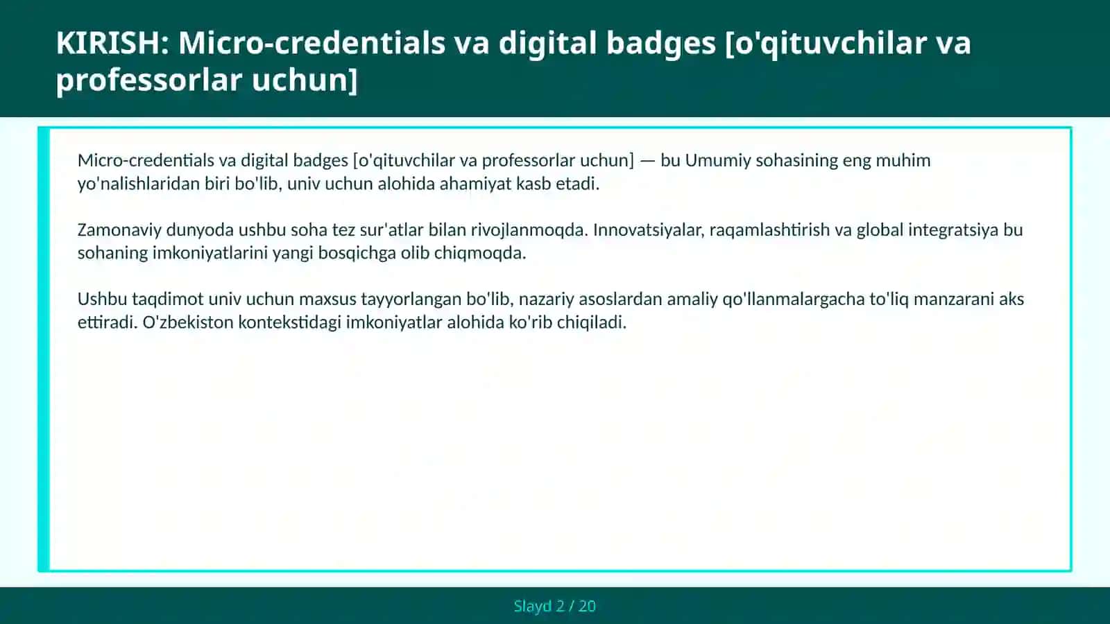 Micro-credentials va digital badges [o'qituvchilar va professorlar uchun] 2