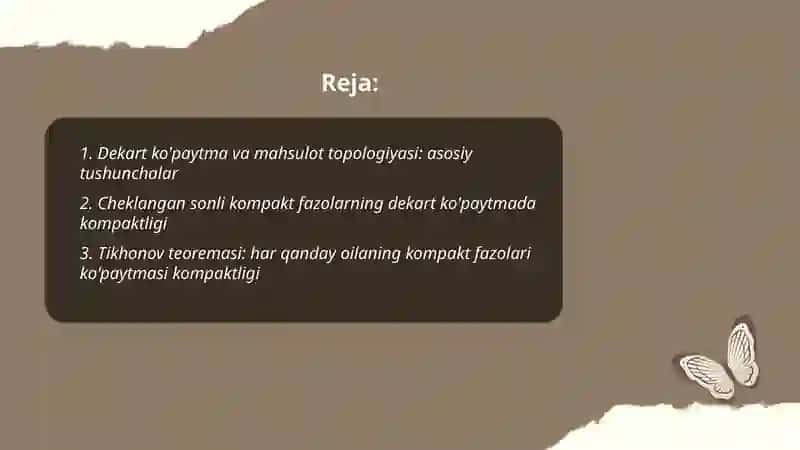 Dekart ko'paytma va mahsulot topologiyasi 2