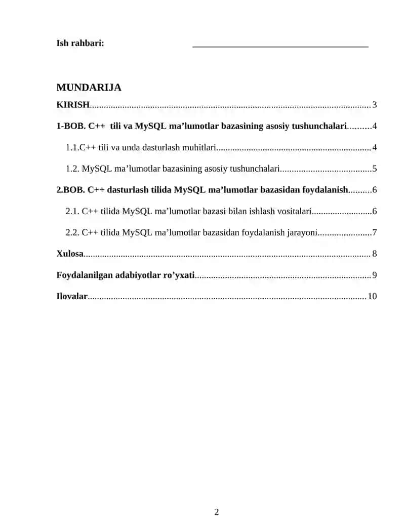 MySQL bilan ishlash 2