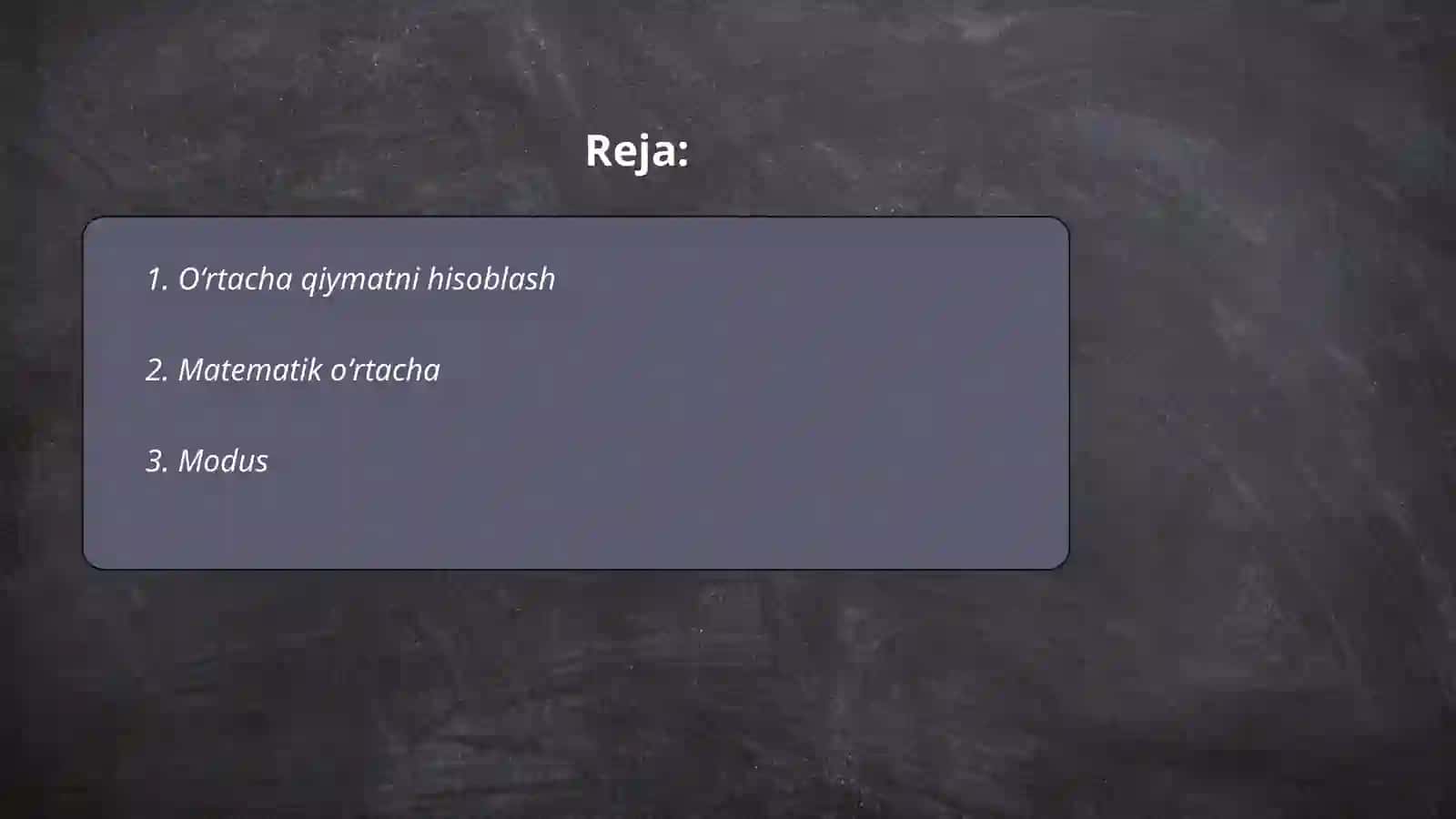 Statistikada Oʻrtacha yoʻnalishlar 2