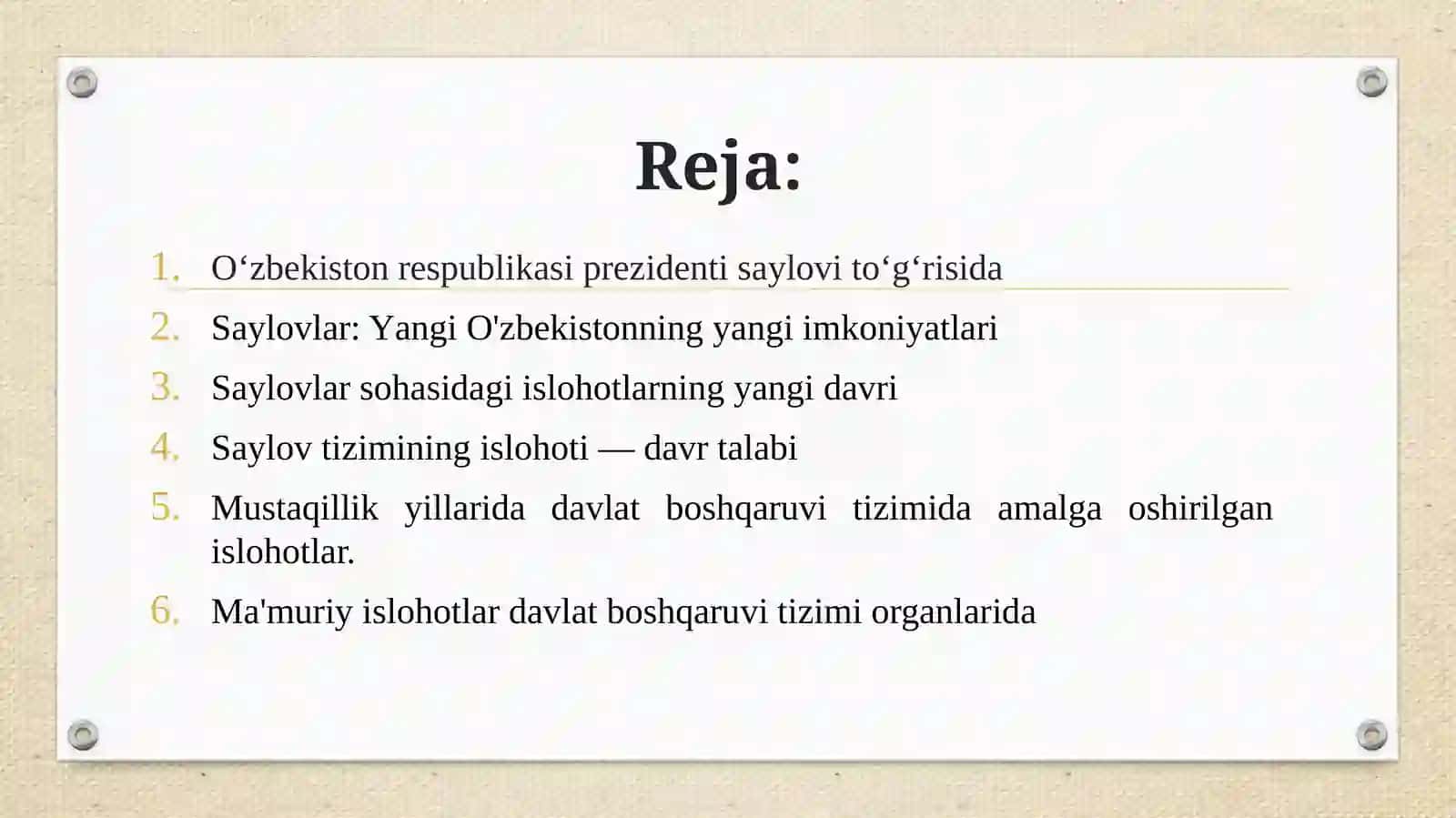Mustaqillik yillari Uzbekistonda prezidintlik saylovtizimi va undagi amalga oshirilgan islohatlar 2