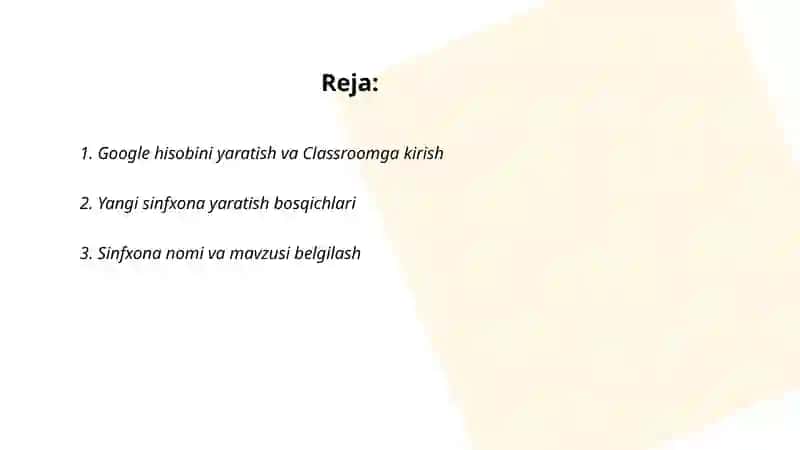 Google classroomda sinfxona yaratish 2