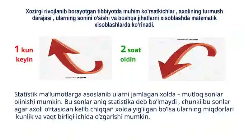 Tibbiyot statistikasi asoslari Mutloq, nisbiy, o‘rtacha miqdorlar, ularni tibbiyotda qo‘llanilishi. Dalillarga asoslangan tibbiyot haqida tushuncha 2