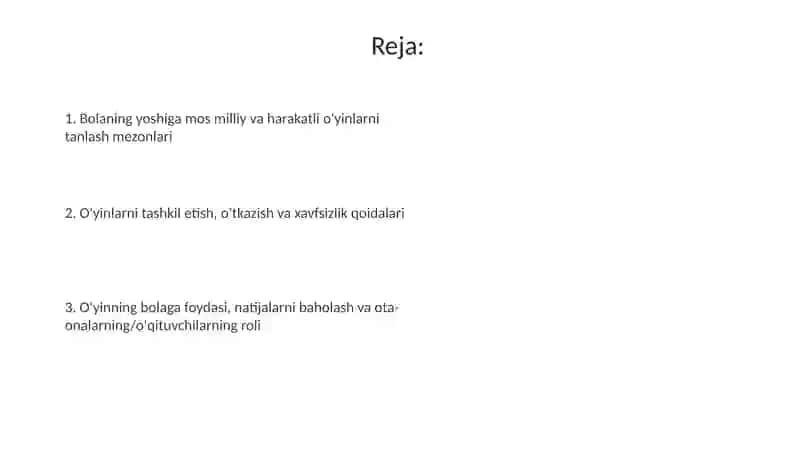 Milliy va harakatli o'yinlarni bolani yoehiga mos holda tanlash va o'tkazish 2