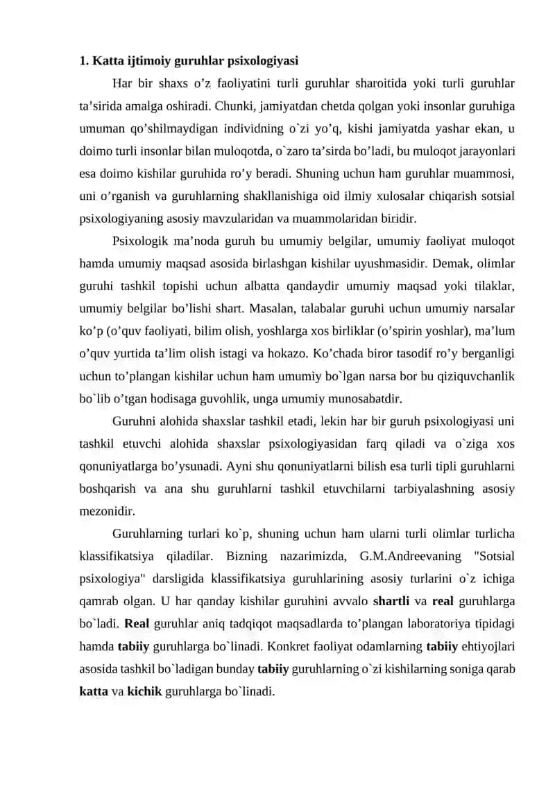 Katta guruhlar va ommaviy ijtimoiy jarayonlar psixologiyasi 2