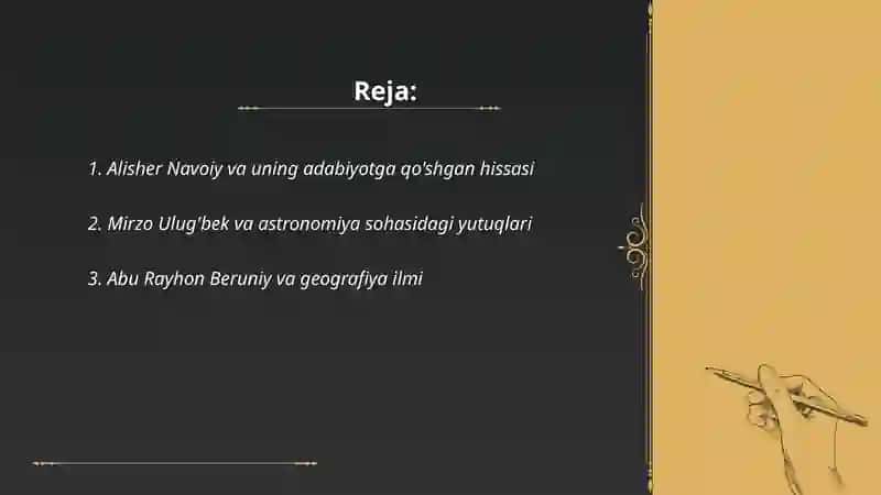 IX-XII asrlarda mamlakatimiz hududida ro'y bergan madaniy uyg'onish.(Renessans) 2