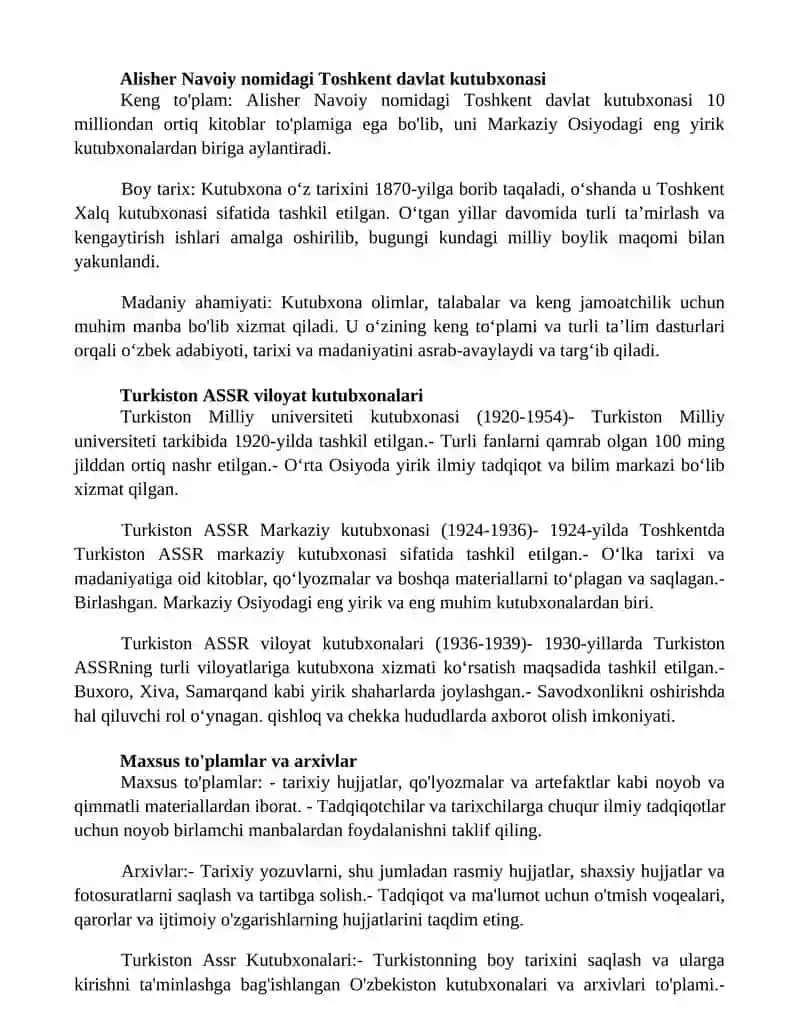 Turkiston Assr Kutubxonalari Haqida Maqola Tayyorlash 2
