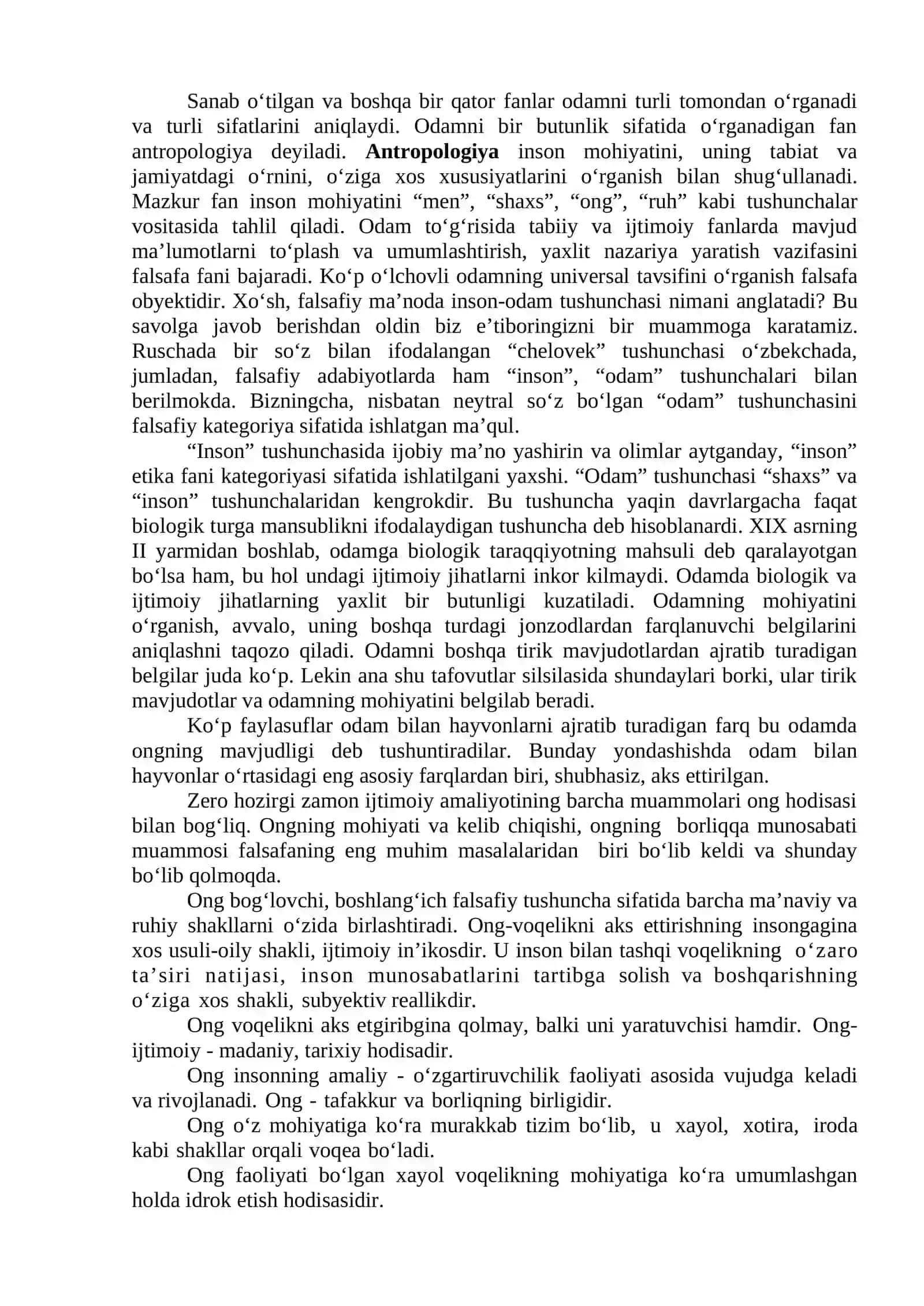 INSON FALSAFASI (FALSAFIY ANTROPOLOGIYA) 2
