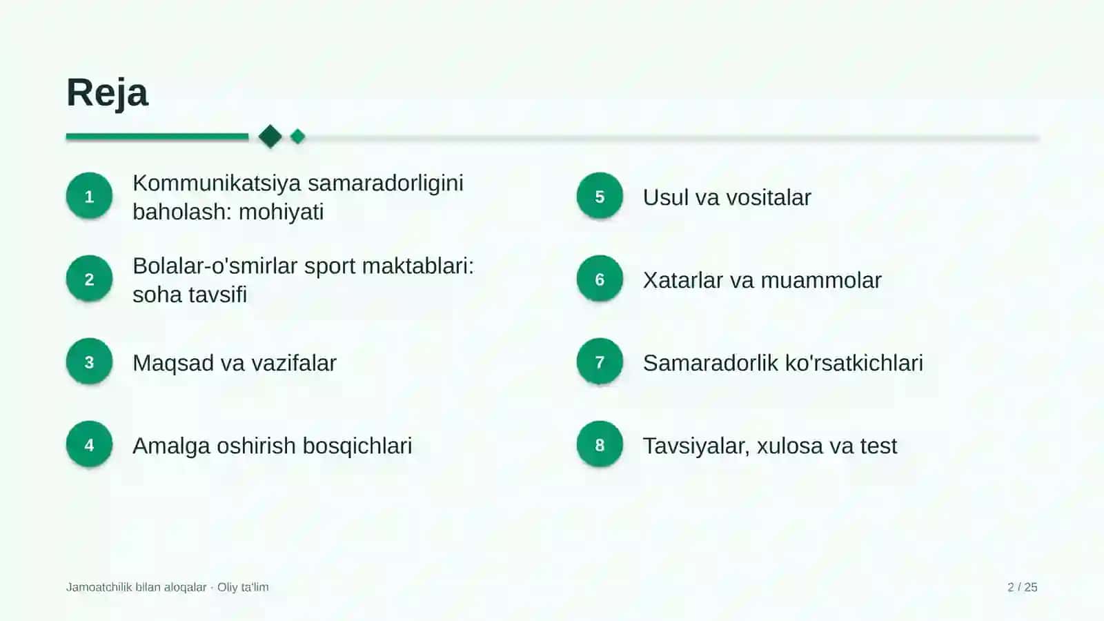 Bolalar-o'smirlar sport maktablarida kommunikatsiya samaradorligini baholash 2
