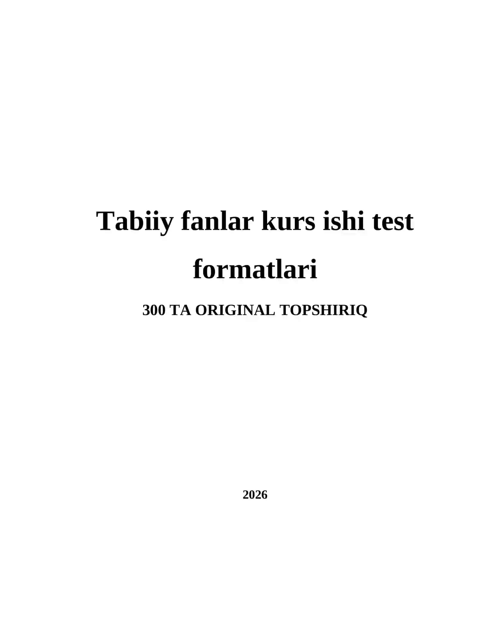 BIOLOGIYA — Topshiriqlar (Q1-100) 2