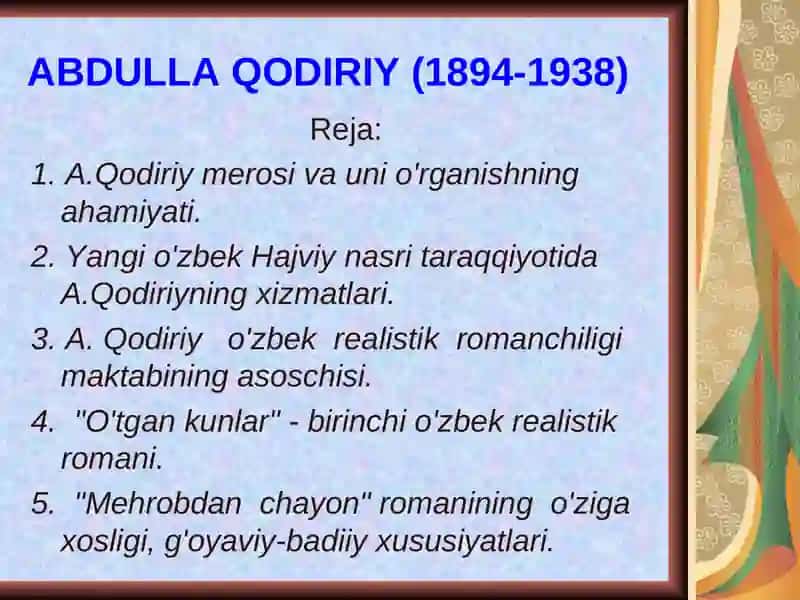 A.Qodiriyning hayoti va ijodi 2