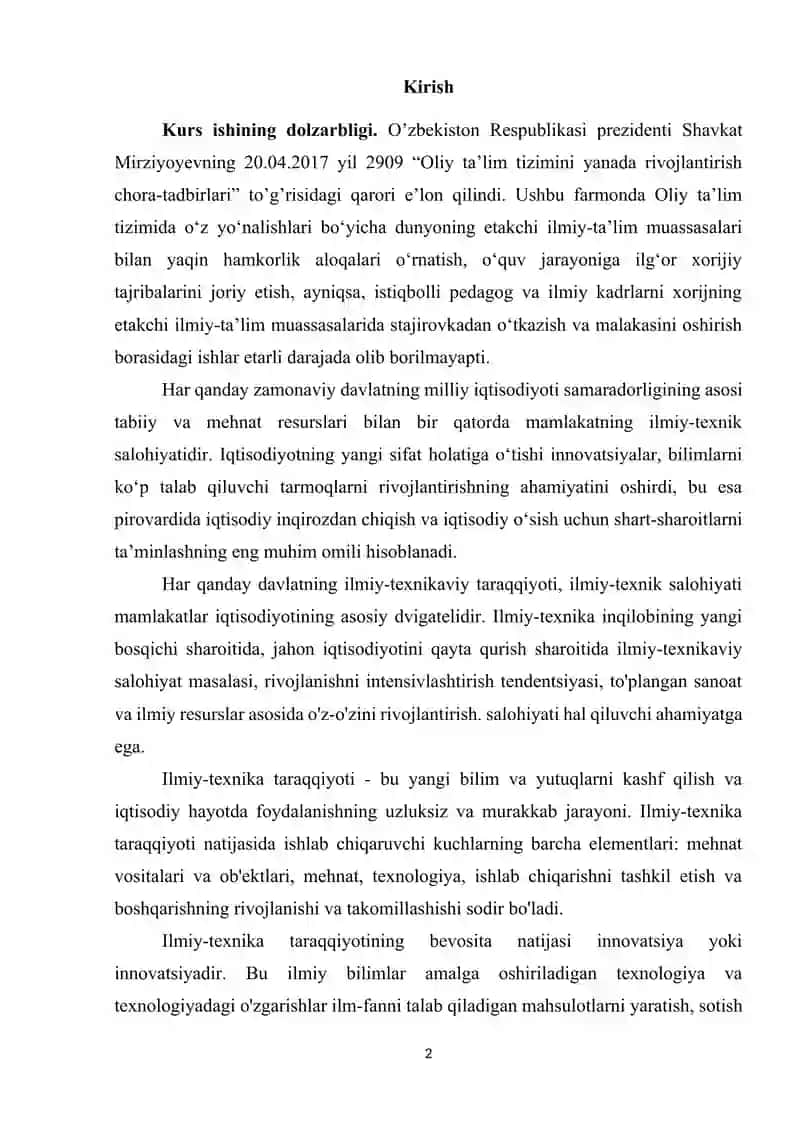 Fan Texnika Taraqqiyotini Jadallashtirish Omillari va Istiqbollari 2