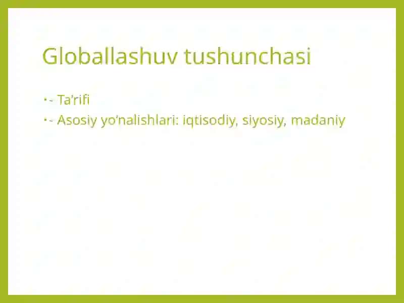 globallashuv ozb ishlari 2
