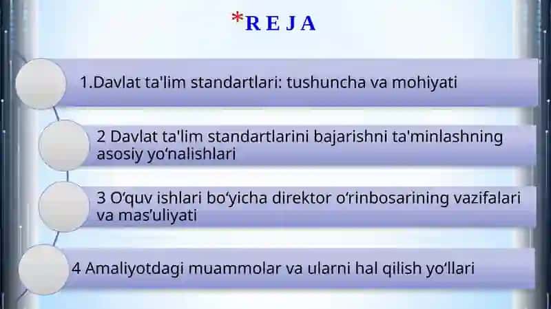 Davlat ta'lim standartlarini bajarilishini ta'minlashda, O'quvishlar, bo'yicha direktor o'rinbosarining mas'uliyati 2