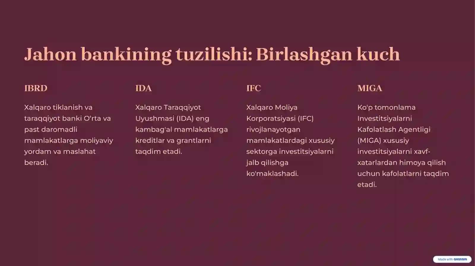 Jahon Banki: Global taraqqiyotga hissa qo'shuvchi tashkilot 2