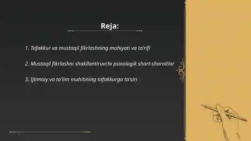 Tafakkur va mustaqil fikrlashning mohiyati va ta'rifi 2