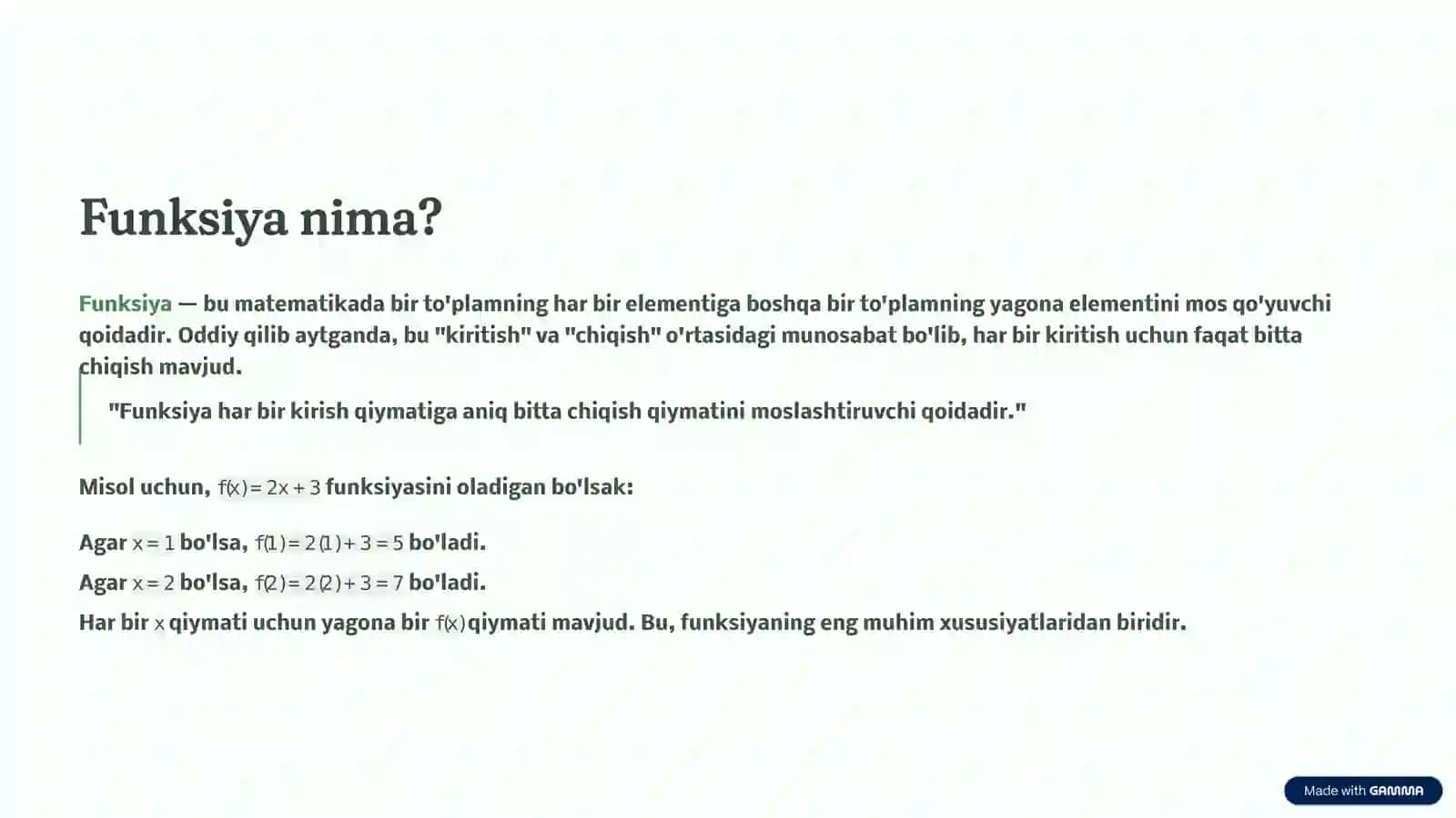 Funksiya va Funksiyaning Berilish Usullari 2