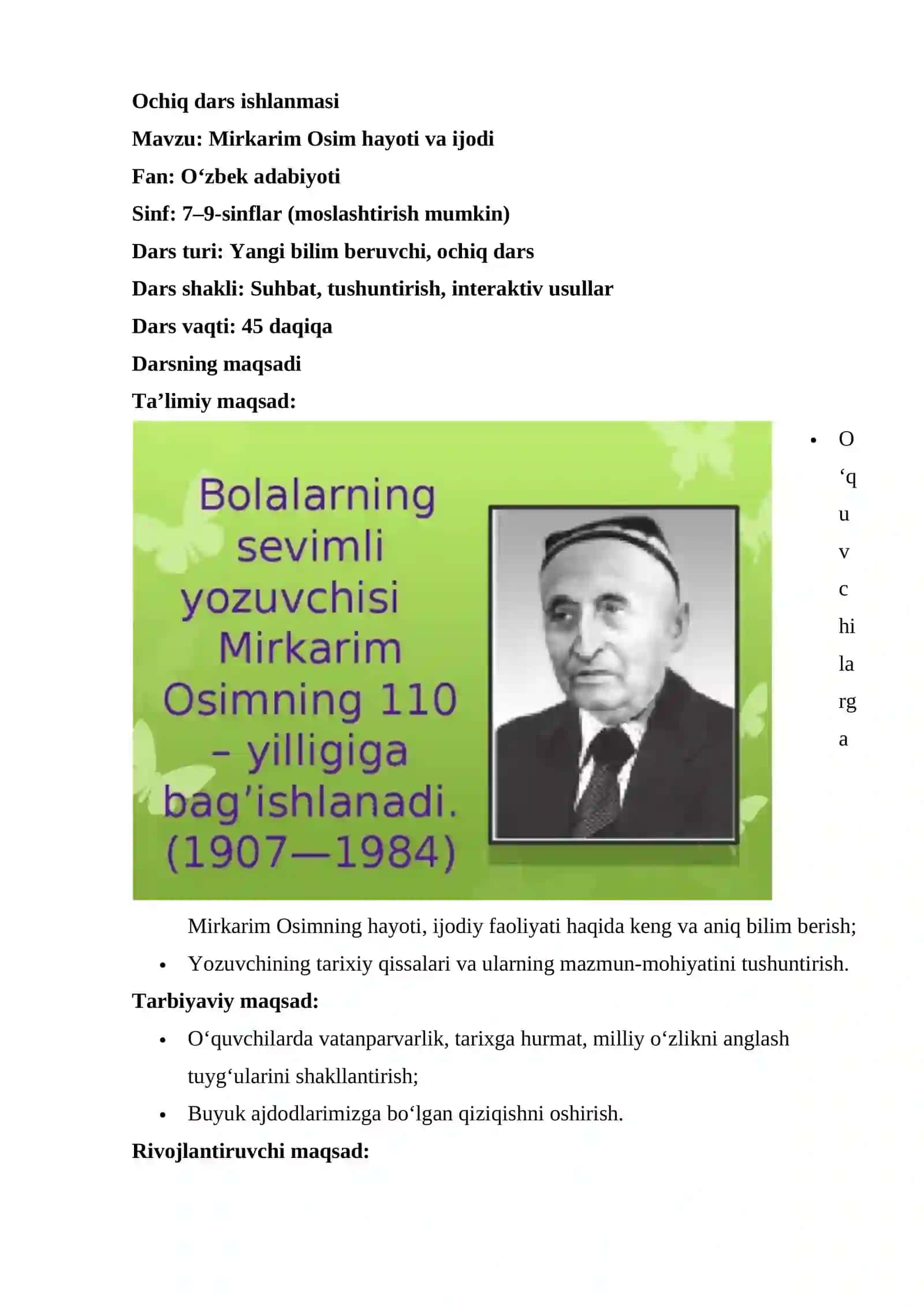 MIRKARIM OSIM HAYOTI VA IJODI 2
