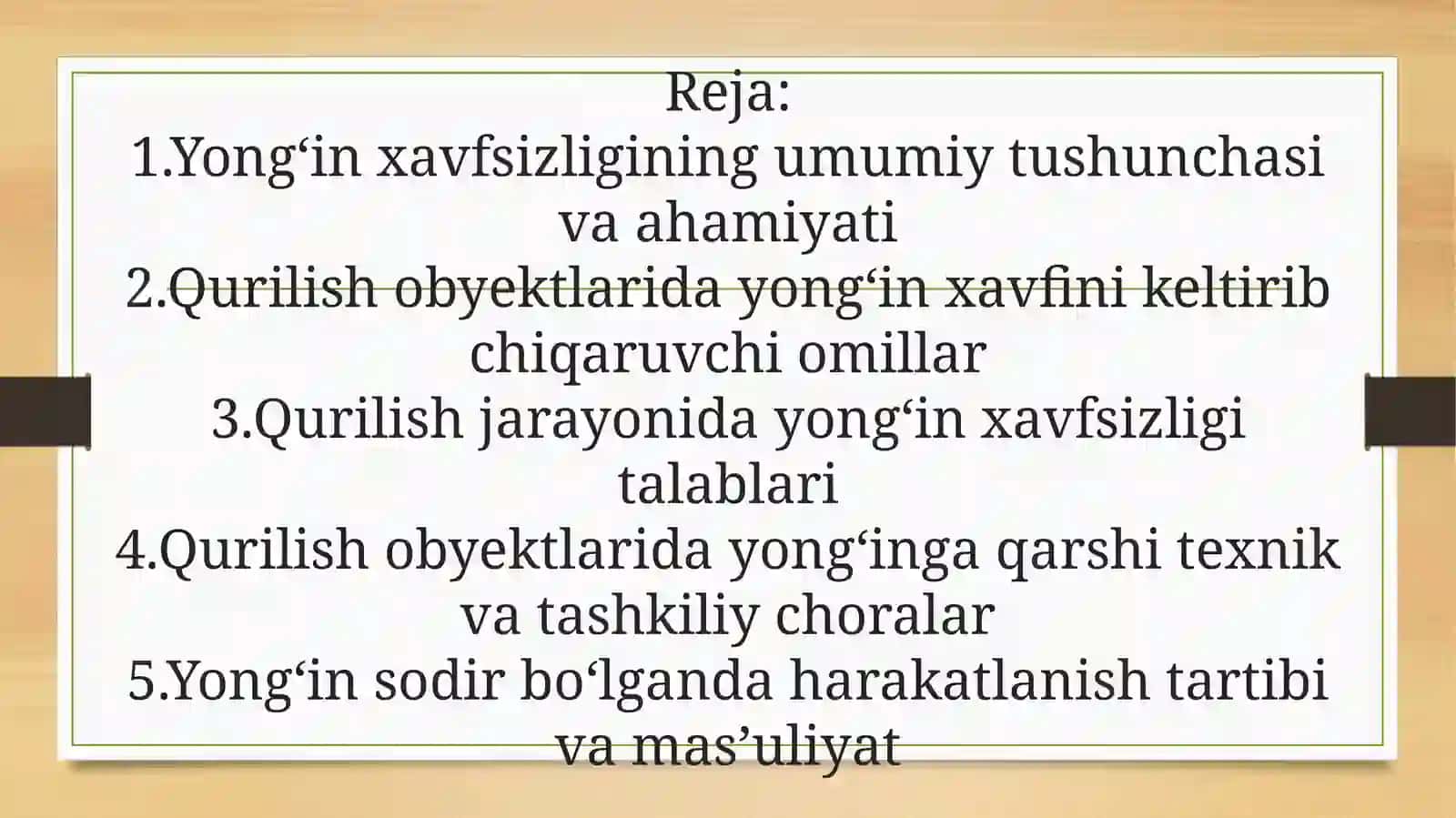 Qurilish obyektlarida yongʻin xavfsizligi talablari 2