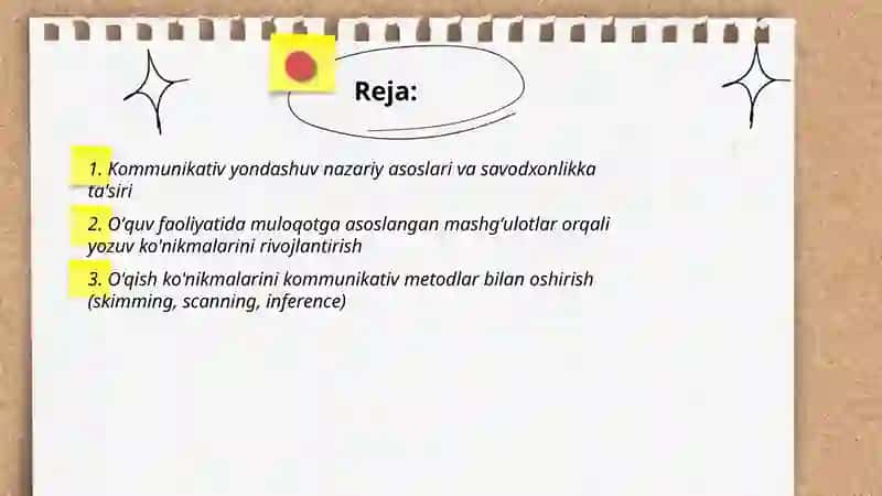 Savodxonlikni oshirishda kommunikativ yondashuvni qo'llash 2