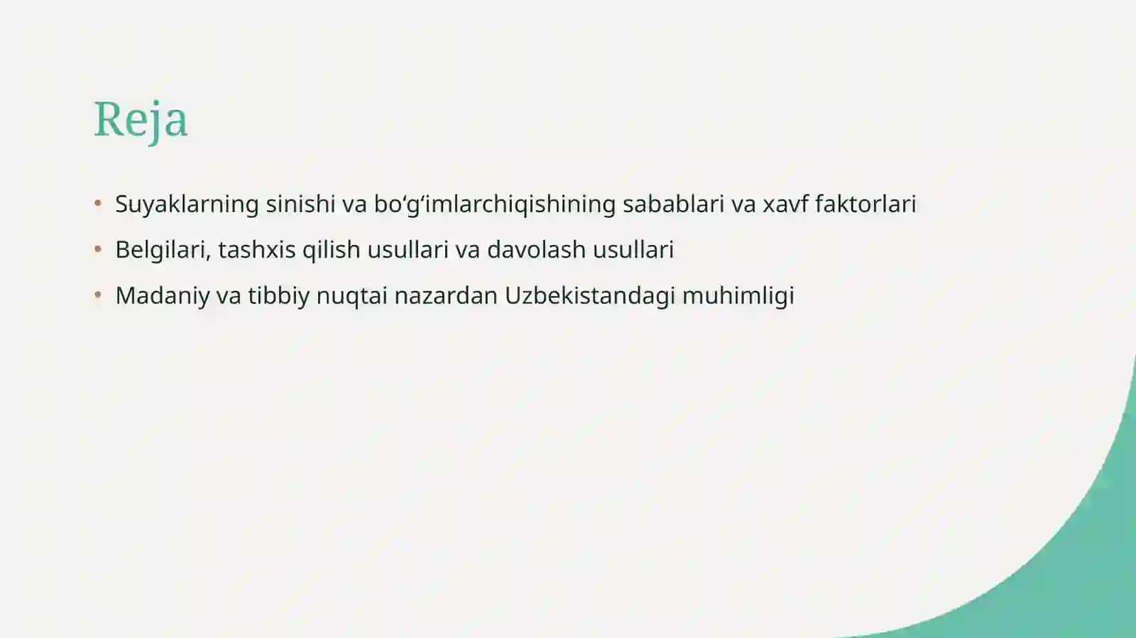 Suyaklarning sinishi.Bo‘g‘imlarchiqishi 2