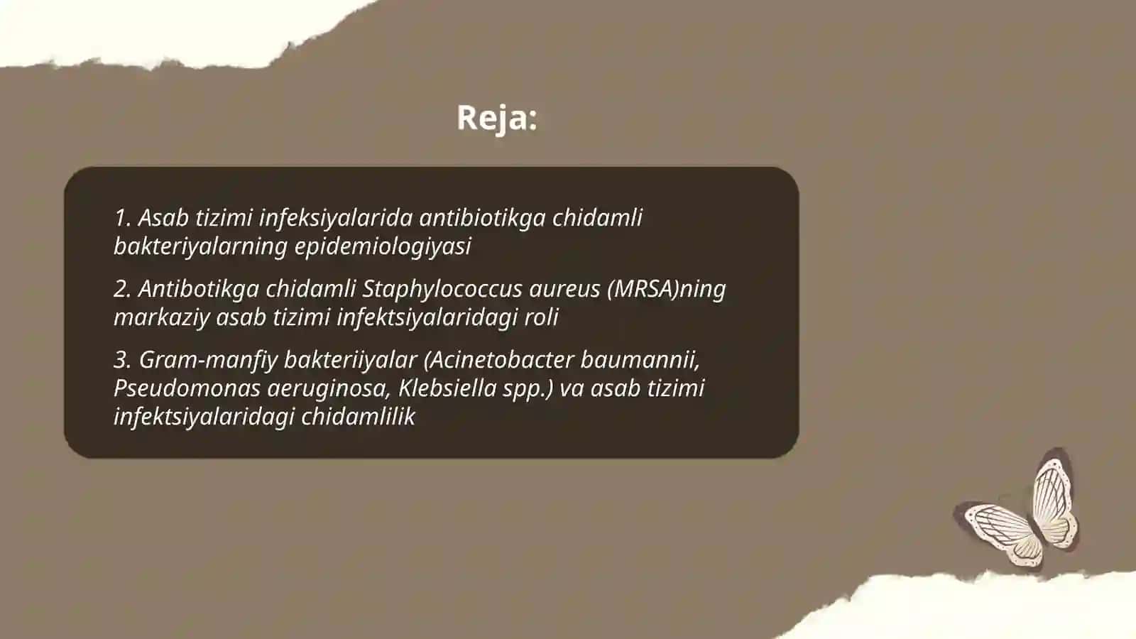 Asab tizimi infeksiyalarida antibiotikga chidamli bakteriyalar 2