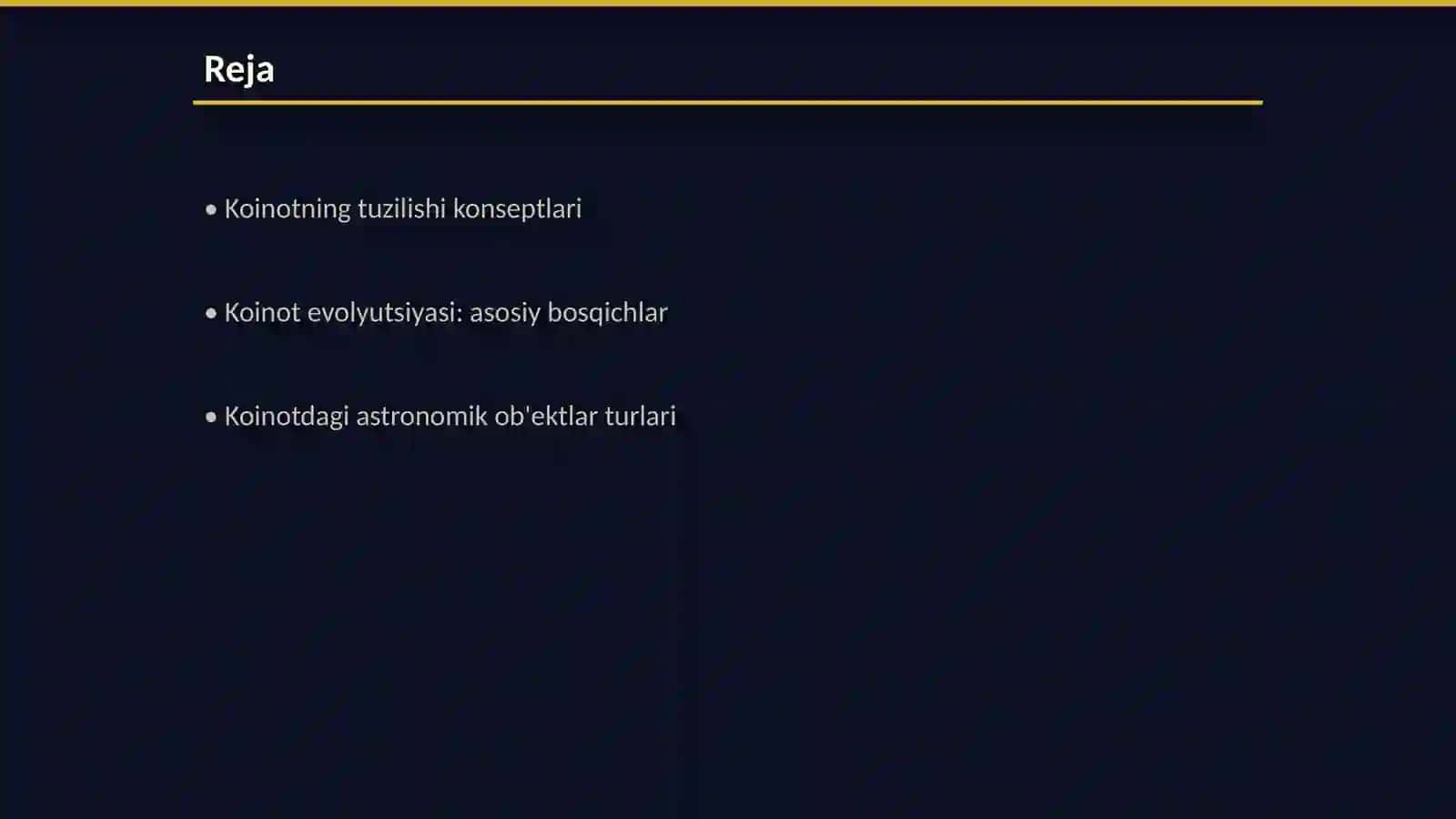 Koinotning tuzilishi va evolutsiyasini òqitish metodikasi 2