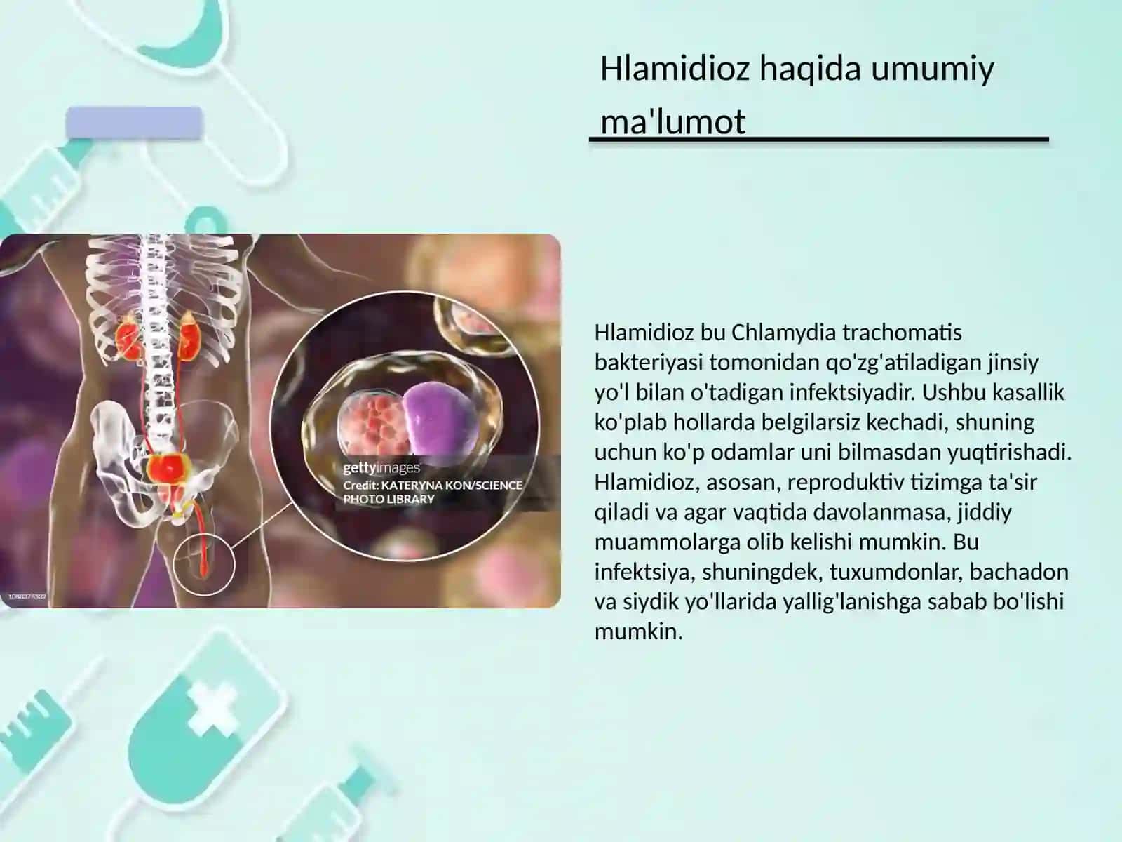Xlamidioz, mikoplazmoz, trihomonioz, yumshoq shankr qo'zg'atuvchilarining tavsifi va tashxisi. Mikrobiologik diagnostika usullari. 2