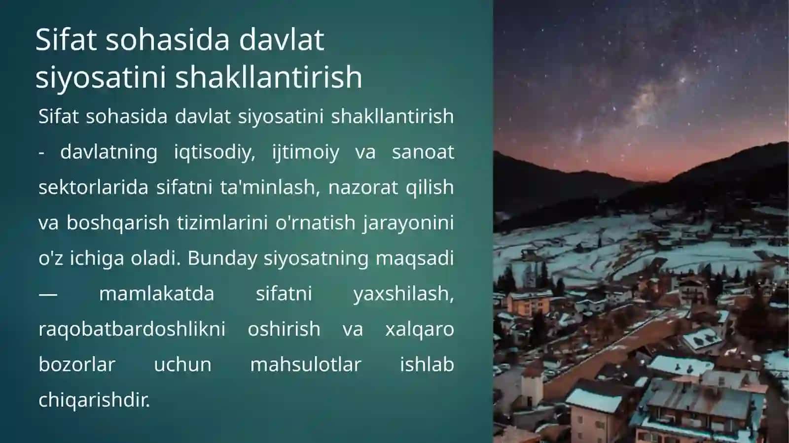 Sifat sohasida davlat siyosatini shakllantirish 2
