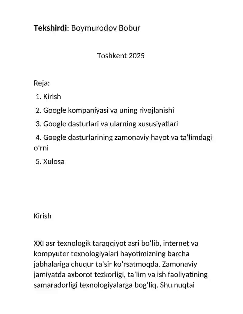 Google dasturlari va xususiyatlari 2