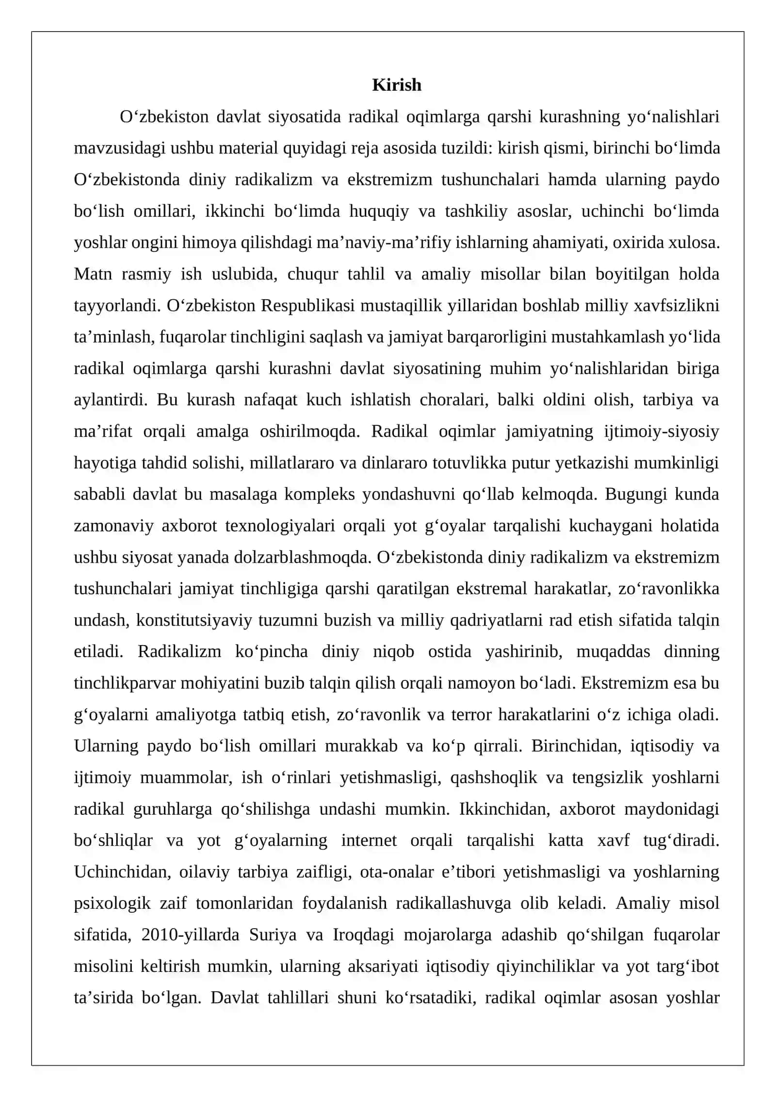 O‘zbekiston davlat siyosatida radikal oqimlarga qarshi kurashning yo‘nalishlari 2