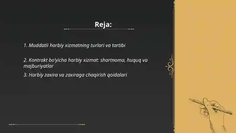 Muddatli harbiy xizmatning turlari va tartibi 2