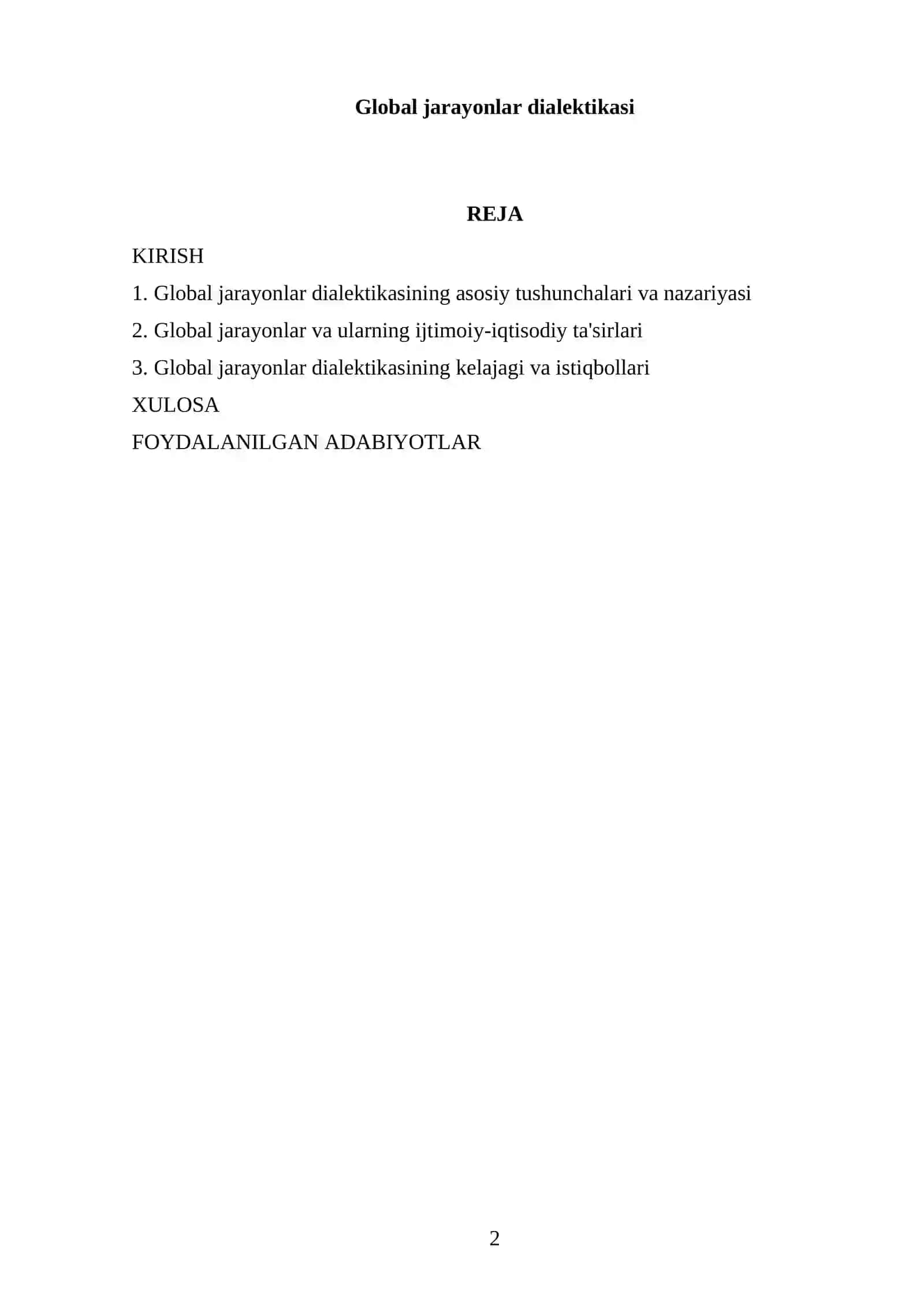 Global jarayonlar dialektikasi 2