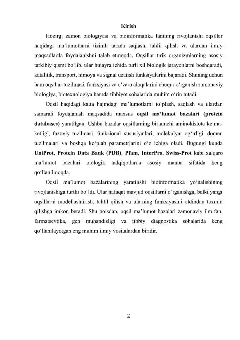 Oqsil ma'lumot bazalari 2