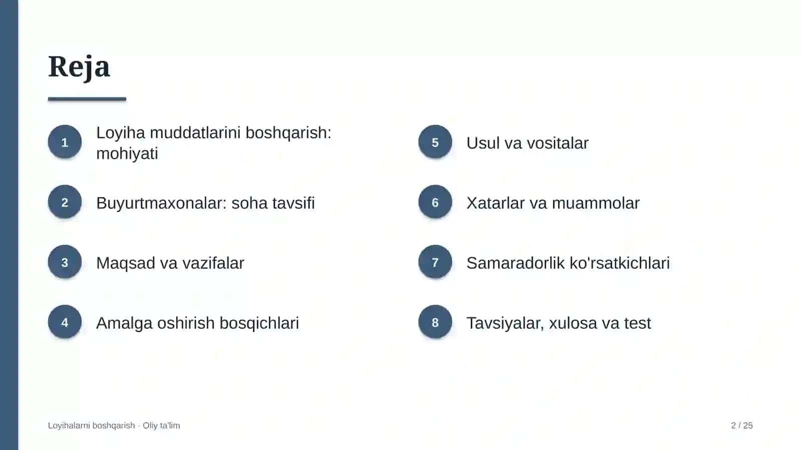 Buyurtmaxonalarda loyiha muddatlarini boshqarish 2