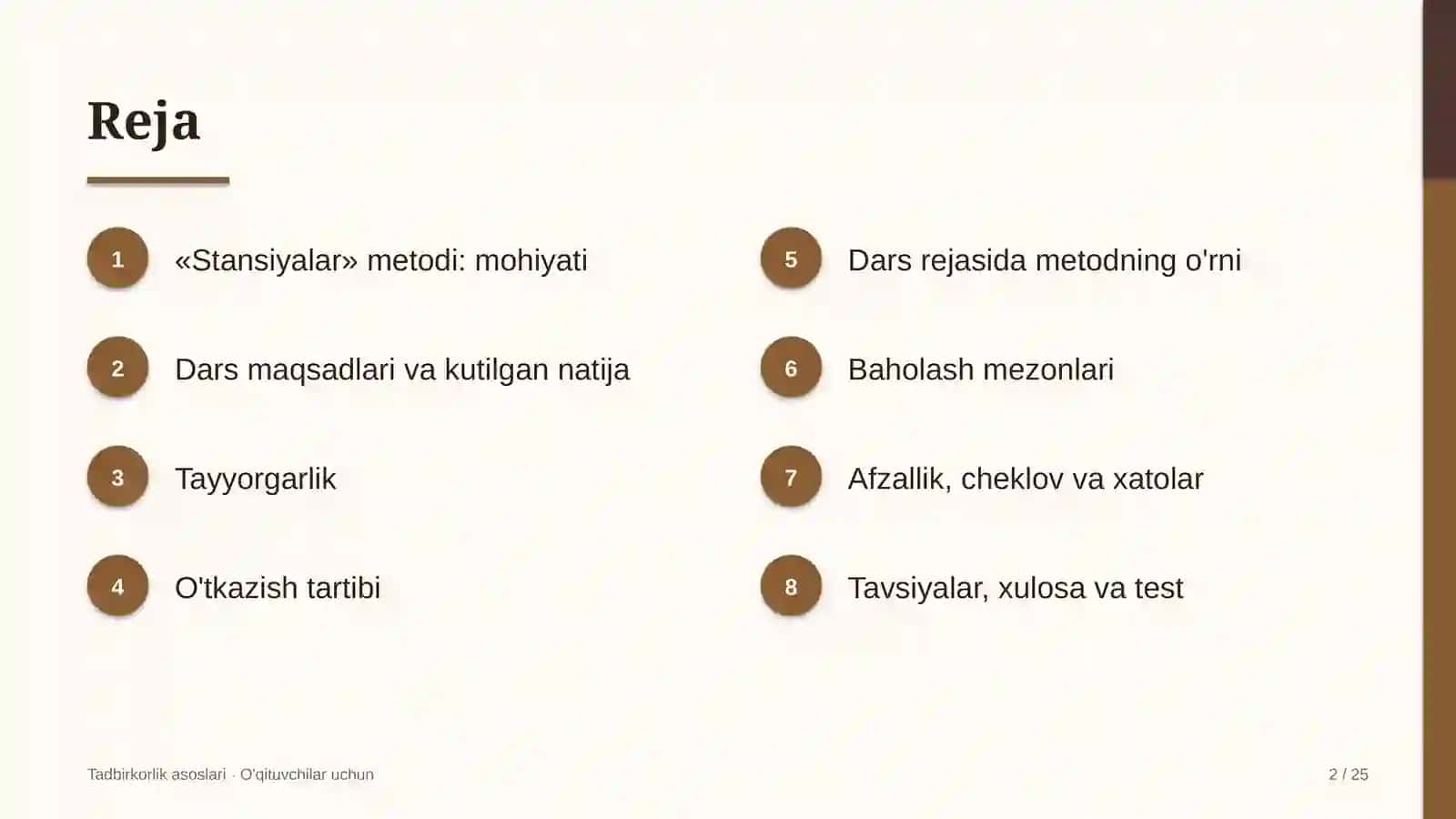tadbirkorlik asoslari darslarida stansiyalar metodidan foydalanish 1068 2