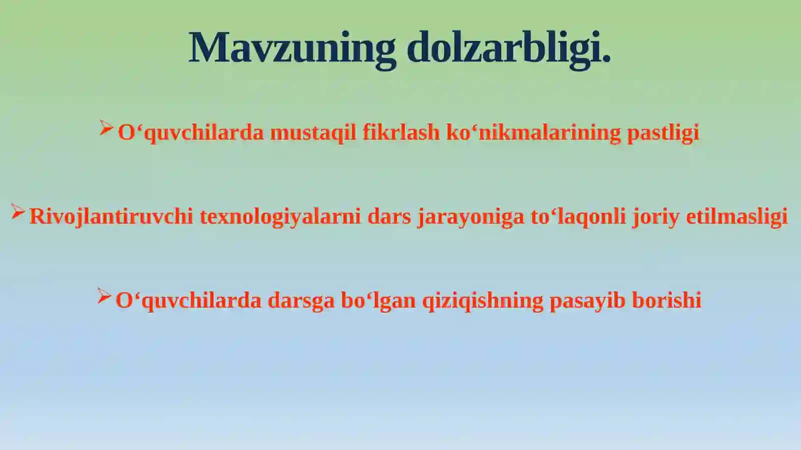 Maktabda rivojlantiruvchi ta’limiy dasturlardan foydalanish amaliyotini joriy etish 2