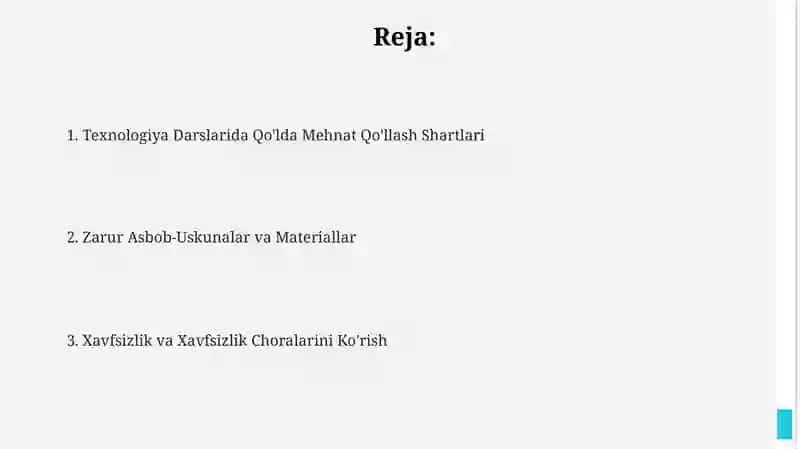 Texnologiya Darslarida Qo'lda Mehnat Qo'llash Shartlari 2