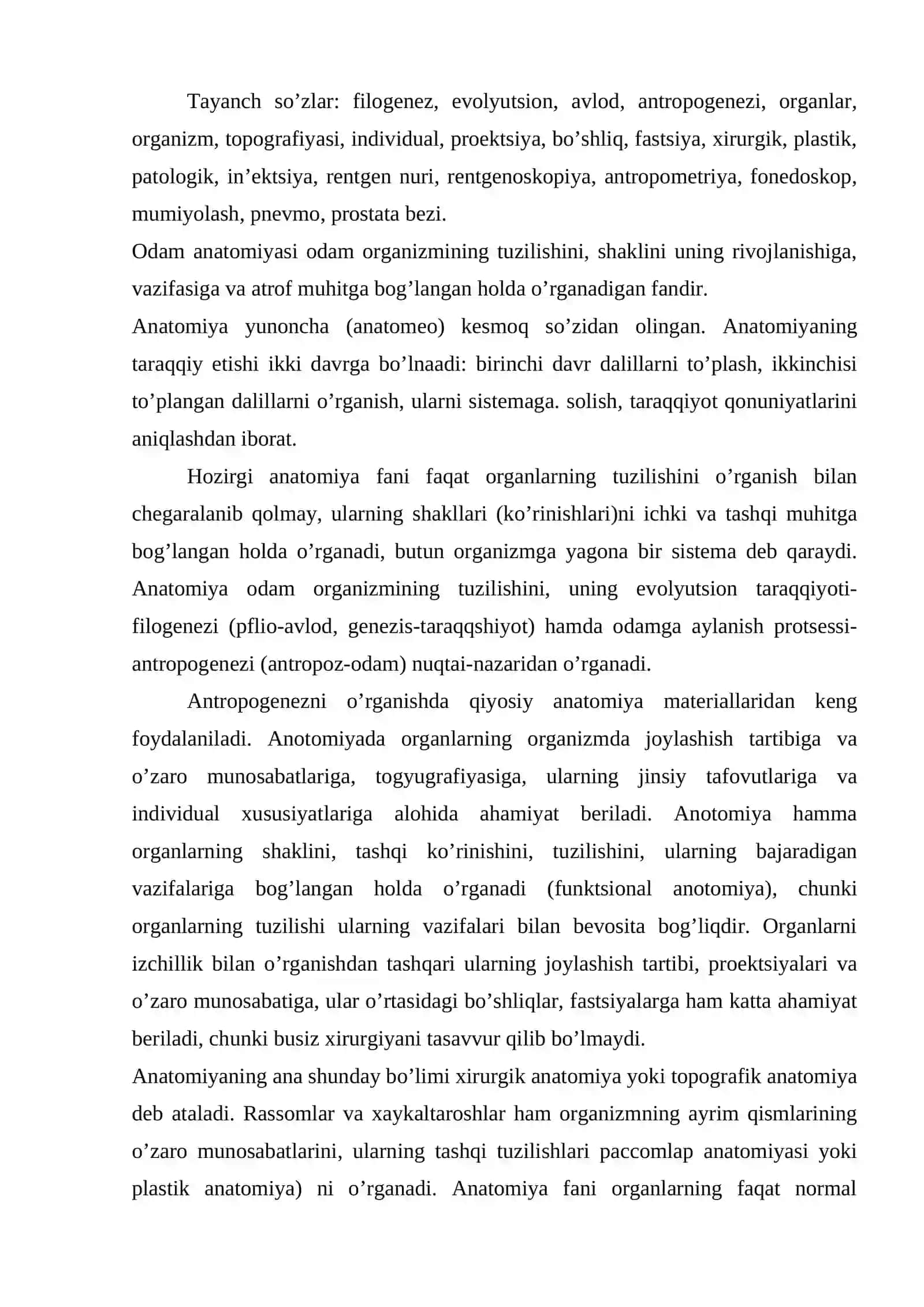 Odamlar anatomiyasi fanining asosiy omillari 2