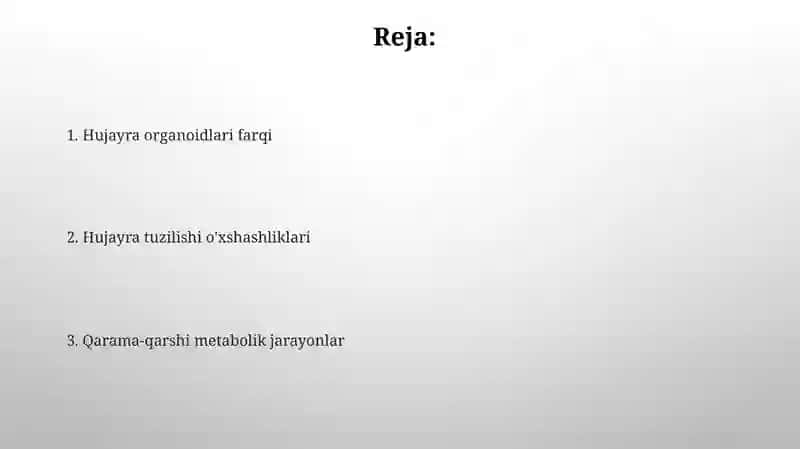 O‘simlik va hayvon hujayralarining o'xshash va farqli jihatlari 2