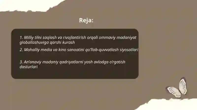 Ommaviy madaniyat globallashuviga qarshi kurash vositalari 2