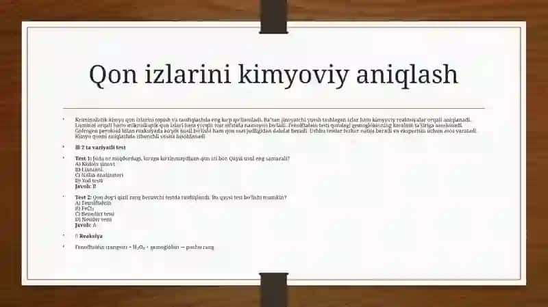Kriminalistika fanidan kimyo 2