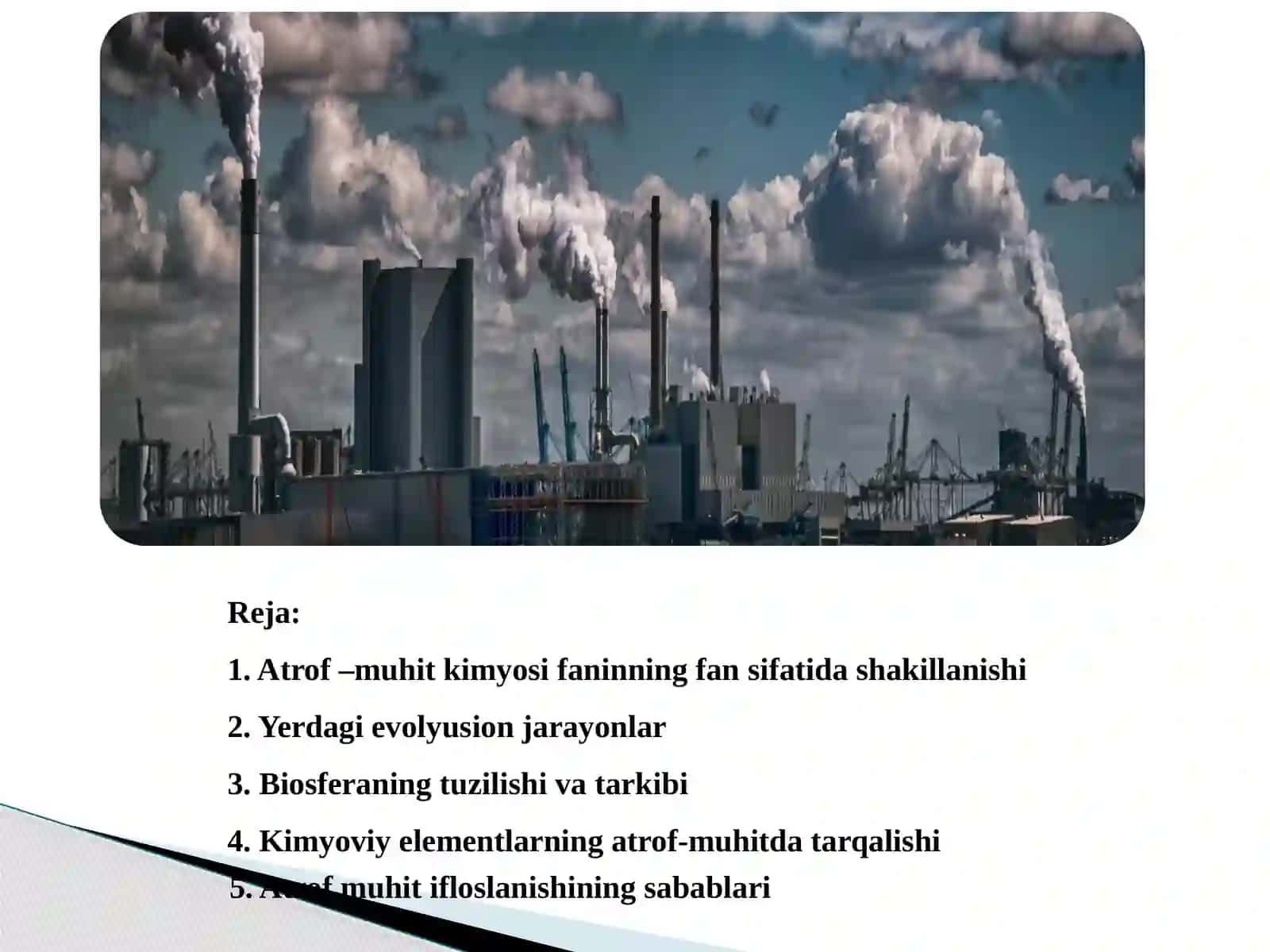 Atrof-muhit kimyosi fanining maqsadi va vazifalari 2