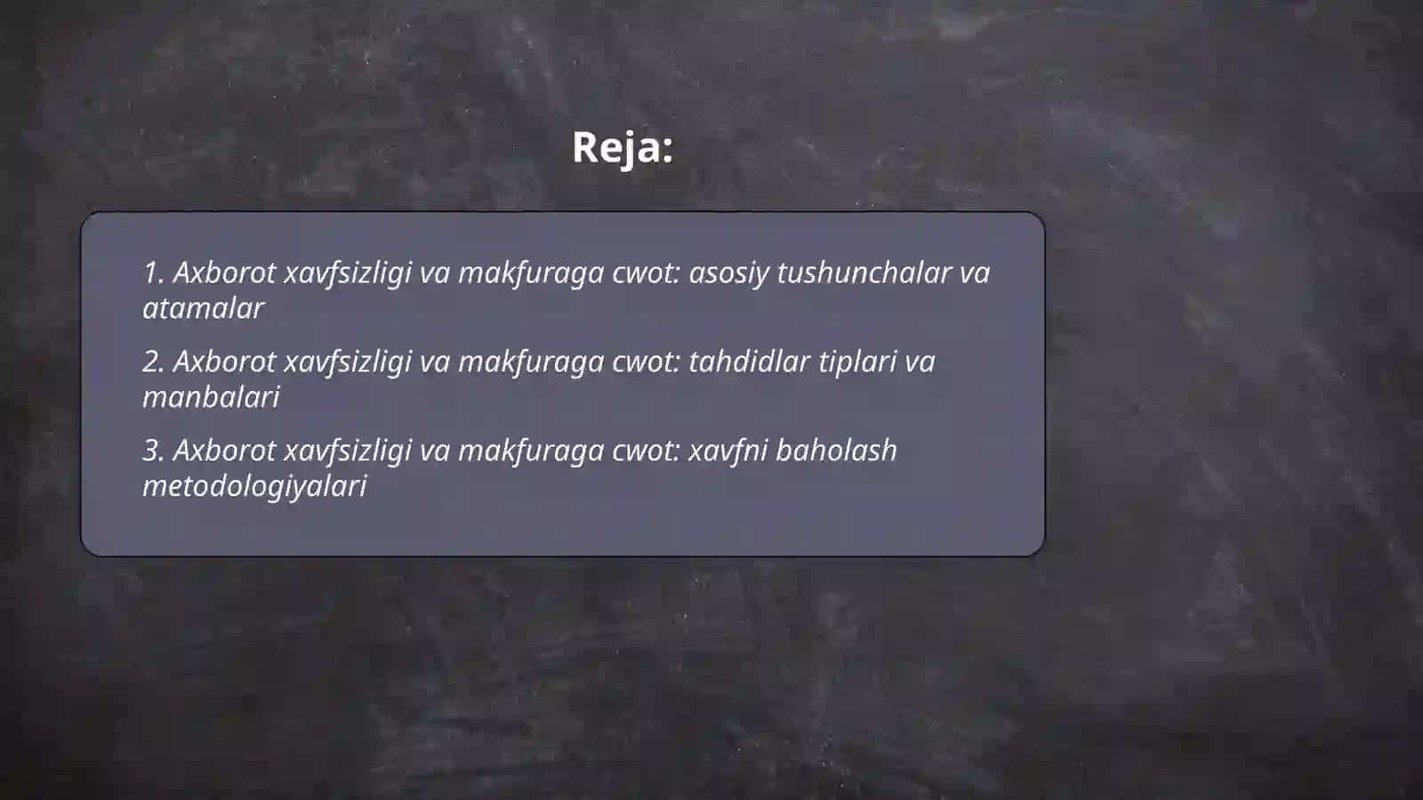 Axborot xavfsizligi va makfuraga cwot 2